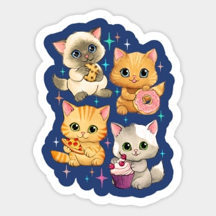 Cute Retro Kittens with Cupcakes, Cookies and More Sticker